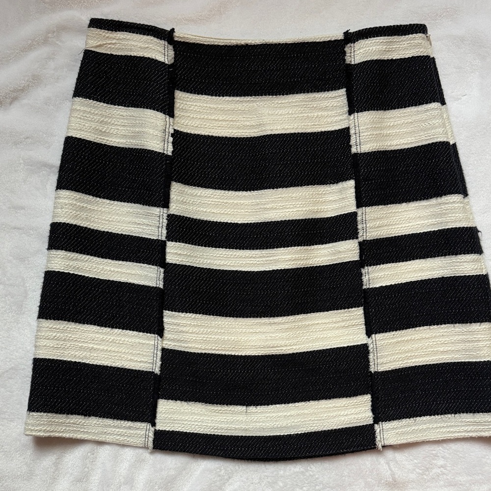 LOFT Navy Blue and Cream Striped  Skirt